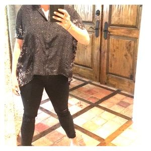 All Saints Womens short sleeve silk blouse